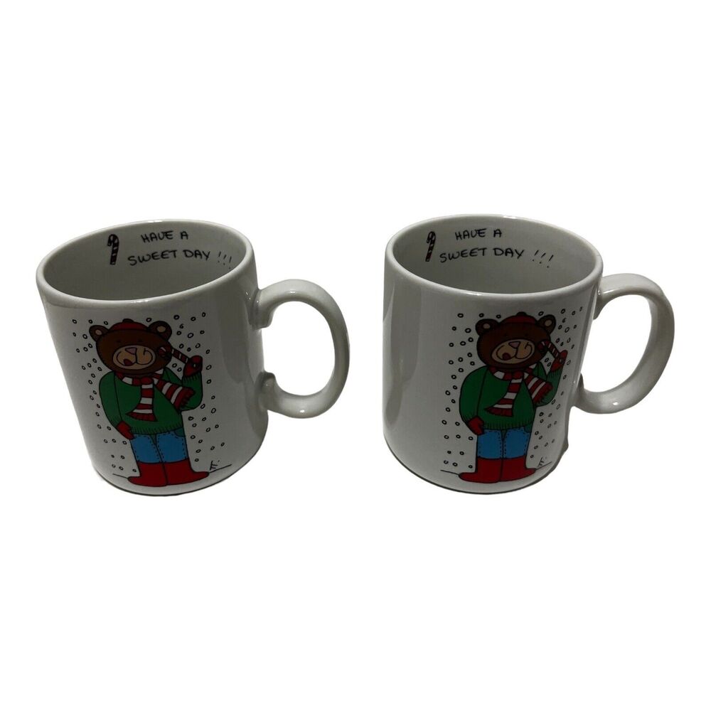 2 Vintage Penelope Henes Papel Bear Small Mugs Have A Sweet Day
